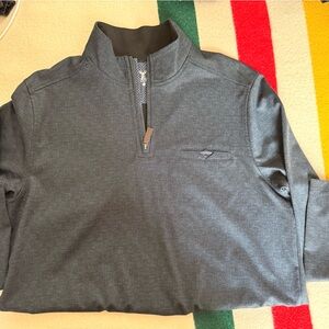 Men's Navy Blue Quarter Zip Dress Shirt with pocket square